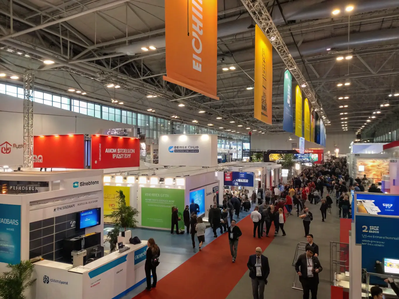 A visual representation of a FinTech innovation showcase, highlighting emerging technologies and startup pitches.