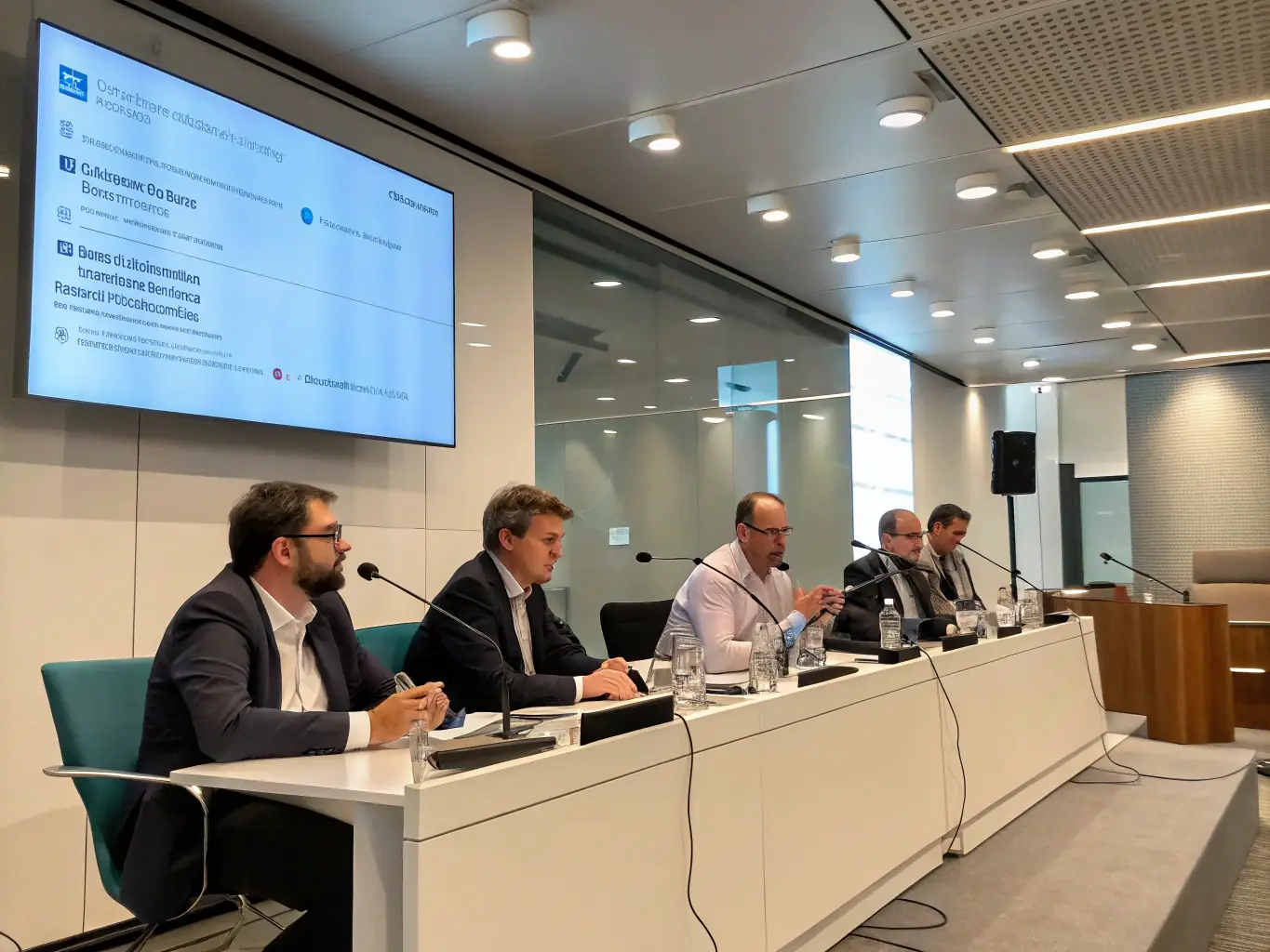 A photograph of a panel discussion at the FinTech Summit UK, featuring experts from various sectors of the FinTech industry, engaging in a lively debate and answering questions from the audience.